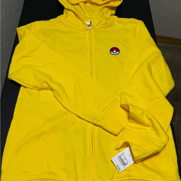 NWT Yellow Pokemon Pikachu Full Zip Hoodie with Poke Ball Accents Boys L - Picture 2 of 7